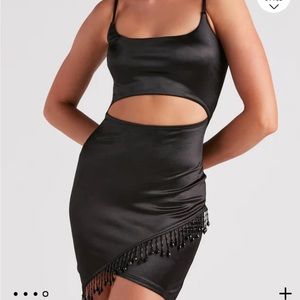 NWT Satin Fringe Mini Dress (L)